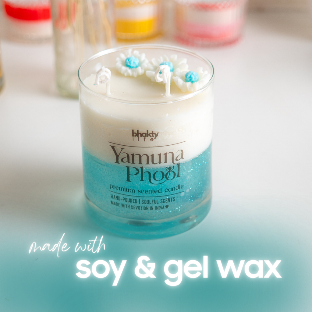 Luxury Glass Jar Scented Candle (Yamuna Phool)