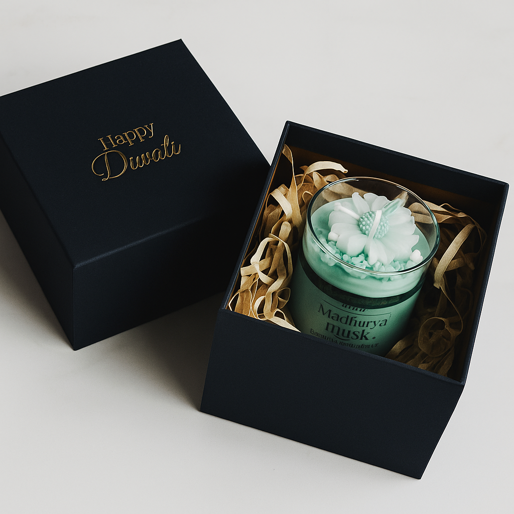 Glass Jar Scented Candle (Madhurya Musk) –  Premium Festive Edition