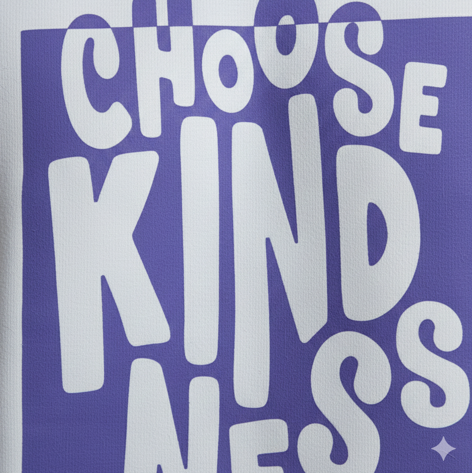 Text 'CHOOSE KINDNESS' on a purple background